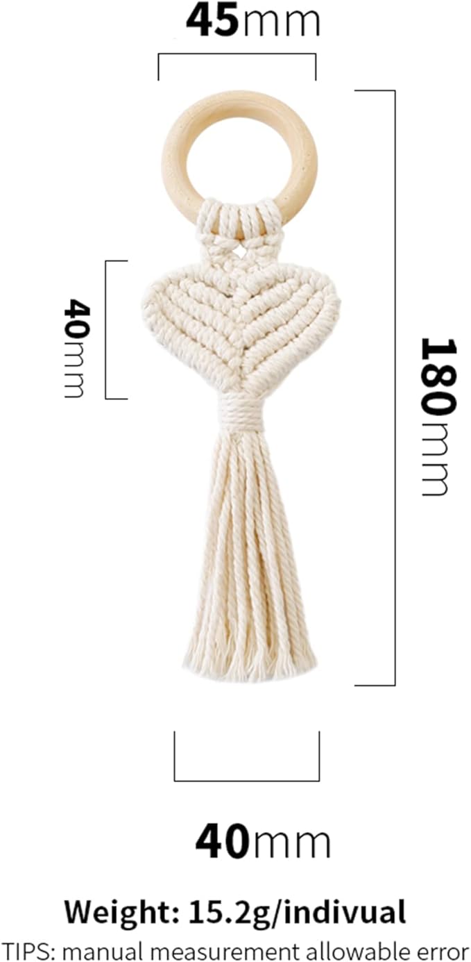 Hanging Handmade Weaving Love Pendant Car Ornament Modern Home Decoration Accessories Hanging Pendant for Bedroom Nursery Room (Green)