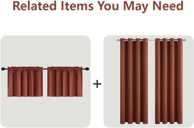 Mrs.Naturall Black Out Curtains 96 Inch Long for Living Room,Room Darkening Keep Heat Out Blackout Boho Curtain Drapes 96 Inches Long 2 Panels,Terracotta Rust