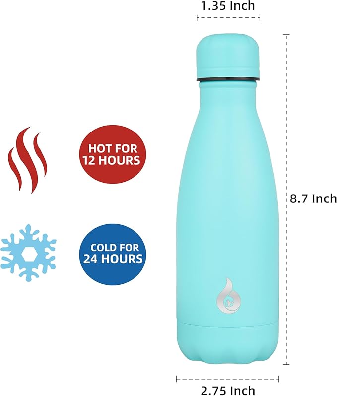 BJPKPK Insulated Water Bottle 12oz Stainless Steel Water Bottles For Travel Keep Cold And Hot,Turquoise