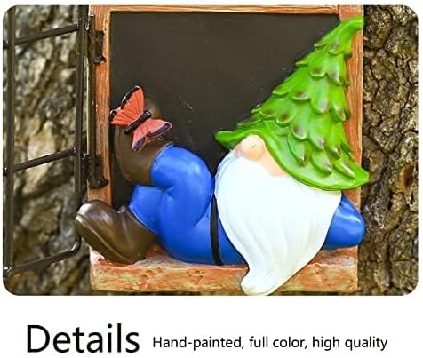Whimsical Fairy Garden Gnome Statue, Tree Faces Decor Outdoor -5.9 Inch, Funny Garden Tree Decoration,Ideal Patio Yard Lawn Porch Decoration