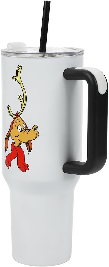 Bioworld The Grinch Max 40 Oz White Stainless Steel Tumbler With Handle