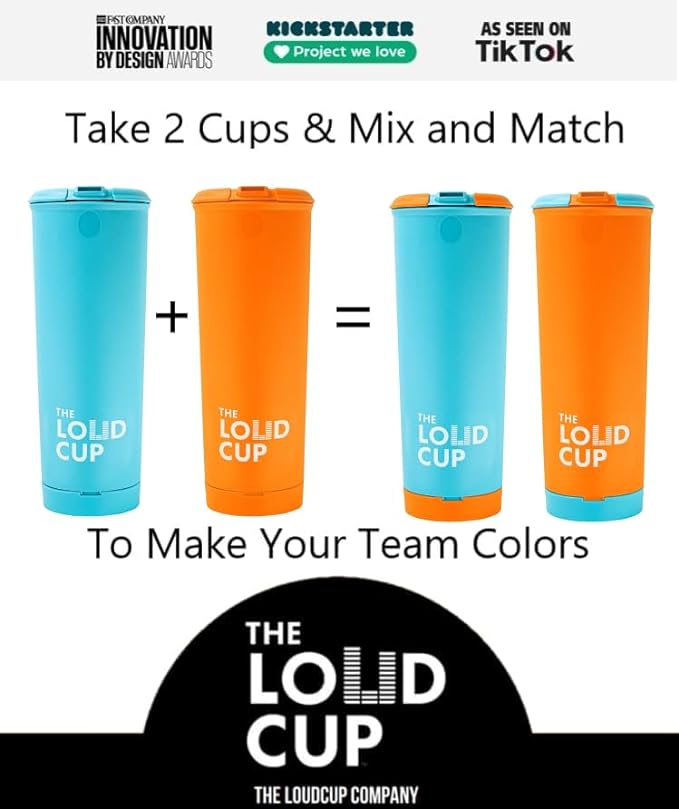 The LoudCup 20 oz Tumbler + Integrated Stadium Horn (Oriole Orange) - Reusable Water Bottle for Sports Fans - Worlds Loudest Cup for Noisy Fans on Game Day & Tailgating