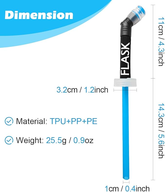 Replacement Straw for Soft Flask Running Water Bottles for Hiking Cycling (Black)