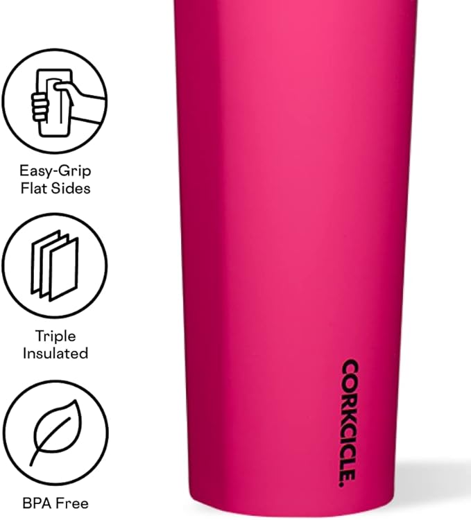 Corkcicle Sport Canteen Insulated Tumbler, Dragonfruit, 32 oz – Reusable Water Bottle Keeps Beverages Cold for 25 Hours & Hot 12 Hours – Cupholder Friendly Tumbler with Screw-On Cap