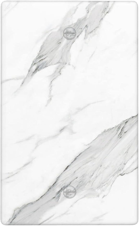 Marble Grey Wall Plate Decorative Light Switch Cover 1-Gang Single Blank Faceplate for Bathroom Kitchen Farmhouse Bedroom White
