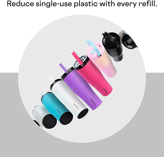 Corkcicle Go Cup XL Insulated Tumbler with Lid and Straw, River Rock, 30 oz – Reusable Water Bottle Keeps Beverages Cold for 12hrs – Cupholder Friendly Tumbler, Leak-Proof Design