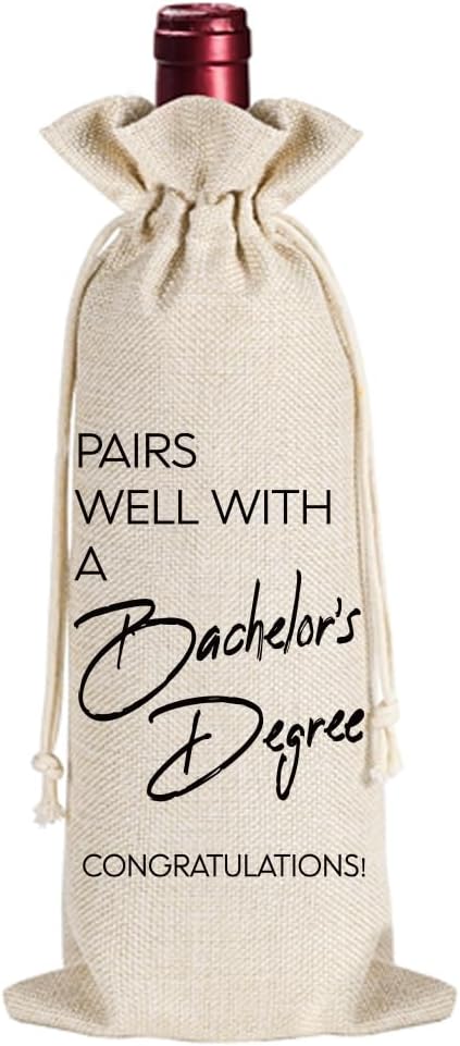 Students Graduation Gifts, Bachelor's Degree Graduation Wine Bag, Pairs Well With A Bachelor's Degree Gift, Funny University Graduation Gifts, College Students Graduation Gifts for Women Men-22