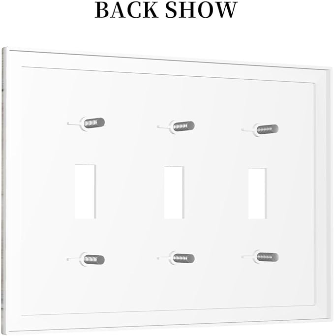 Rustic Western Wood Barn Door Horseshoe Iron Star 3 Gang Light Switch Covers Triple Toggle Wall Plate Decorative Switchplate Electrical Faceplate for Farmhouse Country Bedroom Decor