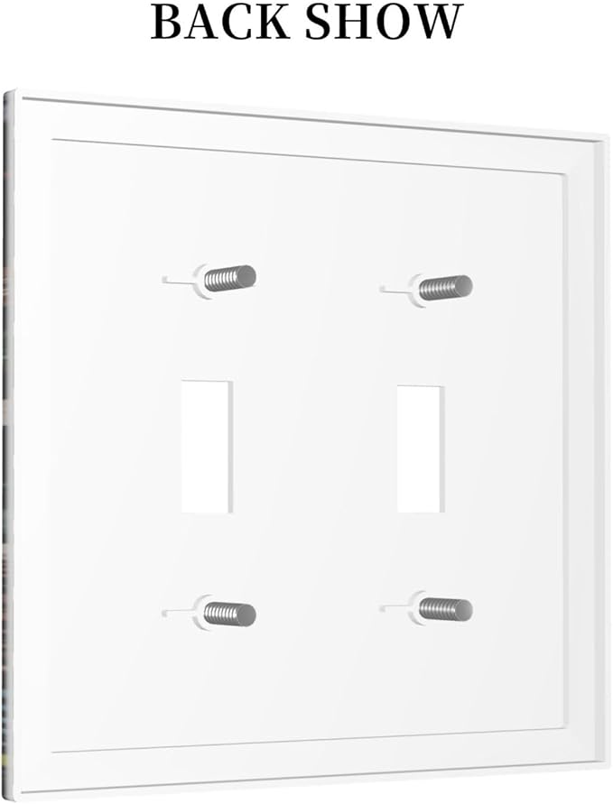 Colorful Flower Boho Floral Rustic Dark Leaves Double Toggle Light Switch Covers 2 Gang Wall Plate Dual Decorative Switchplate Electrical Faceplate for Farmhouse Country Bedroom Kitchen Decor