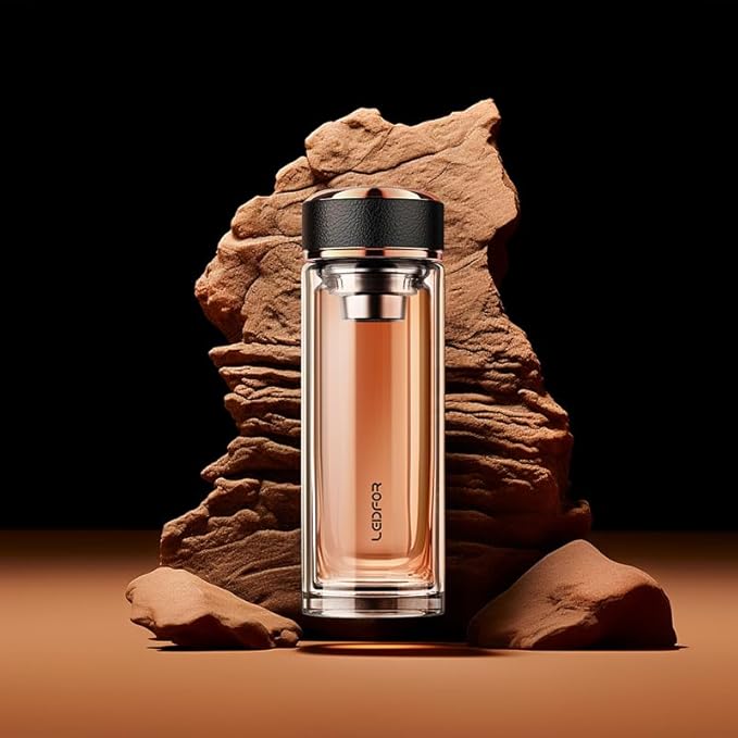 Vacuum Insulated Stainless Steel Travel Mug, Tea Tumbler with Tea infuser loose leaf Filter,Thermal Cup, Water Bottle with lid for coffee tea 18-Ounce Black… (Clear)