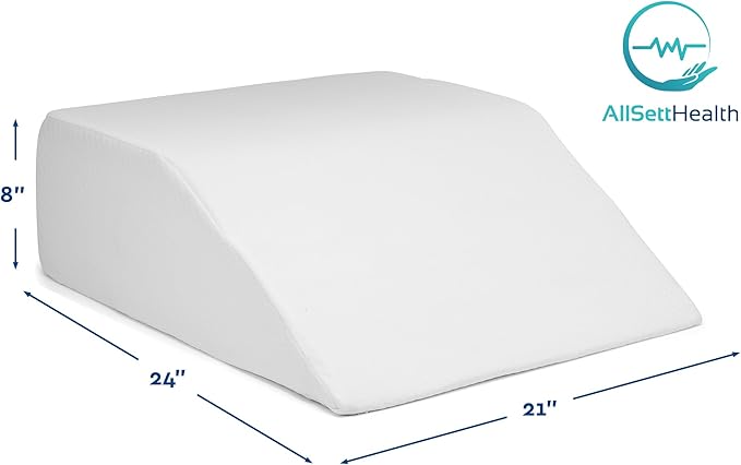 Leg Elevation Pillow for Sleeping - Wedge Pillows for After Surgery | Memory Foam Wedge Pillow for Legs | Relieves Foot and Ankle Injury, Leg, Hip, and Knee Pain, Improves Blood Circulation, 8 Inch