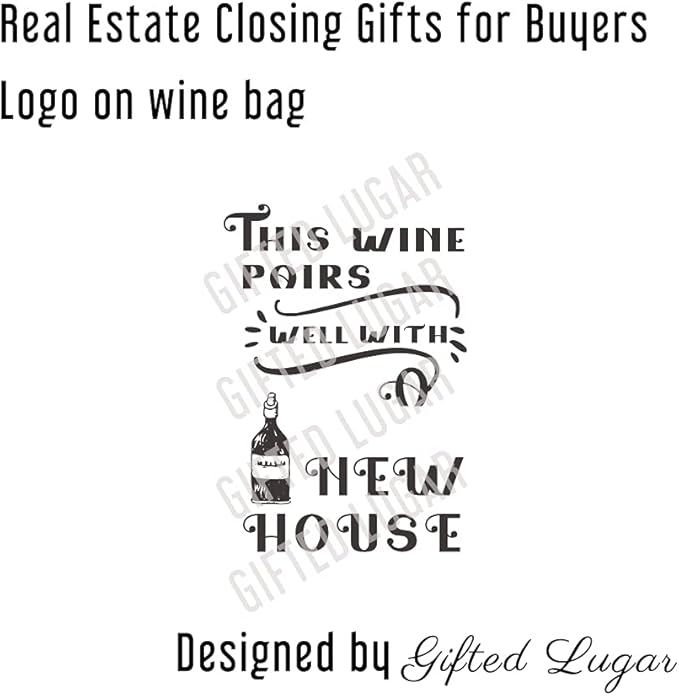 New House Gift Wine Bag, Closing Gifts for Buyers, Closing Gifts Real Estate for Clients, Burlap