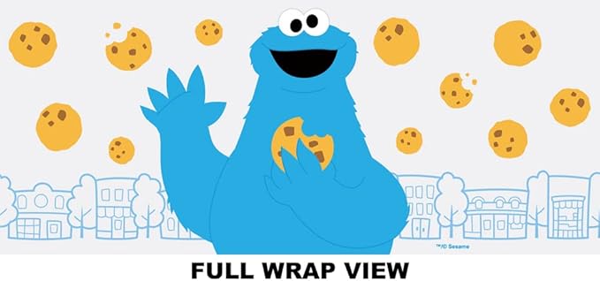 LOGOVISION Sesame Street Kids Tritan Plastic Water Bottle with Straw Lid and Handle, Reusable Tumbler for Toddlers, Unisex for Girls and Boys, 12oz, Big Cookie Monster