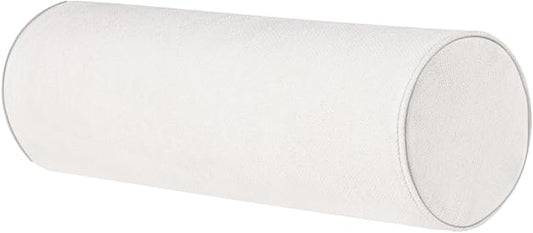 Cylinder Round Memory Foam Support Pillows Cervical Neck Roll Pillow with Pillowcase Soft, Comfortable and Breathable for Sleeping, Chair, Car, Sofa，Travel (White, 17.8x6)