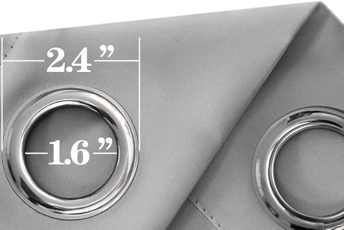 Mrs.Naturall Light Grey Blackout Curtains for Bedroom,Thermal Insulated Grommet Room Darkening Curtains for Living Room 72 Inches Long,Pale Gray