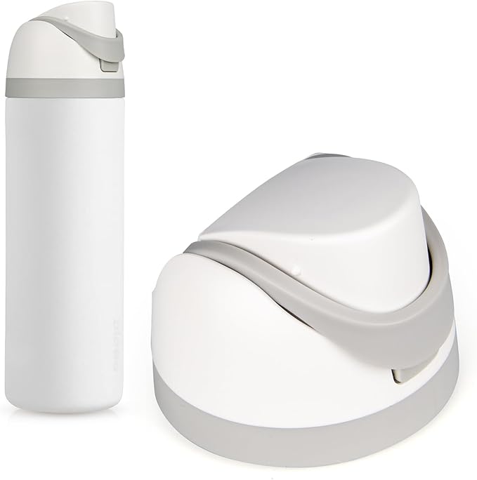 Replacement Lid for Owala Freesip, One Button Water Bottle Top Lid Compatible with Owala Cup 16oz 24oz 32oz 40oz, BPA-Free Replacement Accessories for Owala Free Sip (Ash White)