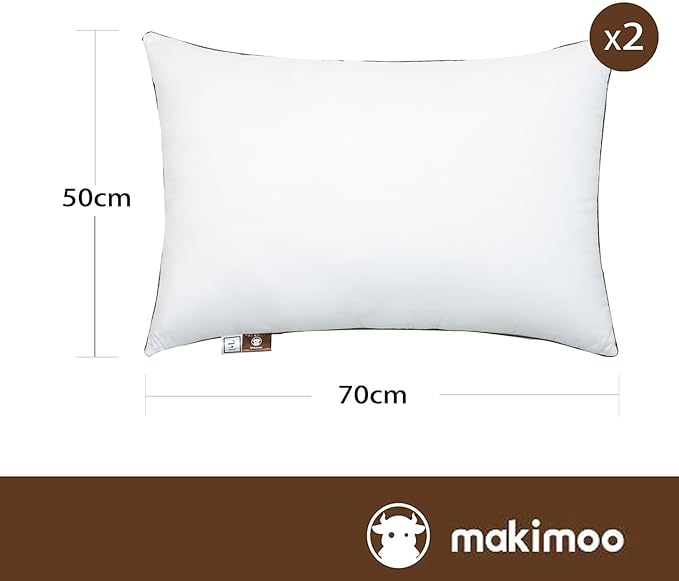 Premium 2-Pack Sleeping Pillow, Bed Pillow, Super Soft Down Alternative with Washable Covers, Microfiber Filling, Set of 2 (Stripe, Queen)