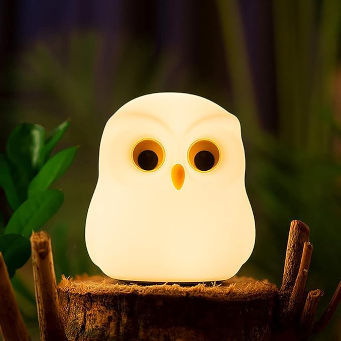 Cute Owl Kids Night Light, Birthday Gifts Room Decor Bedroom Decorations for Baby Child, LED Color Changing Soft Silicone Lamp, Gift Box