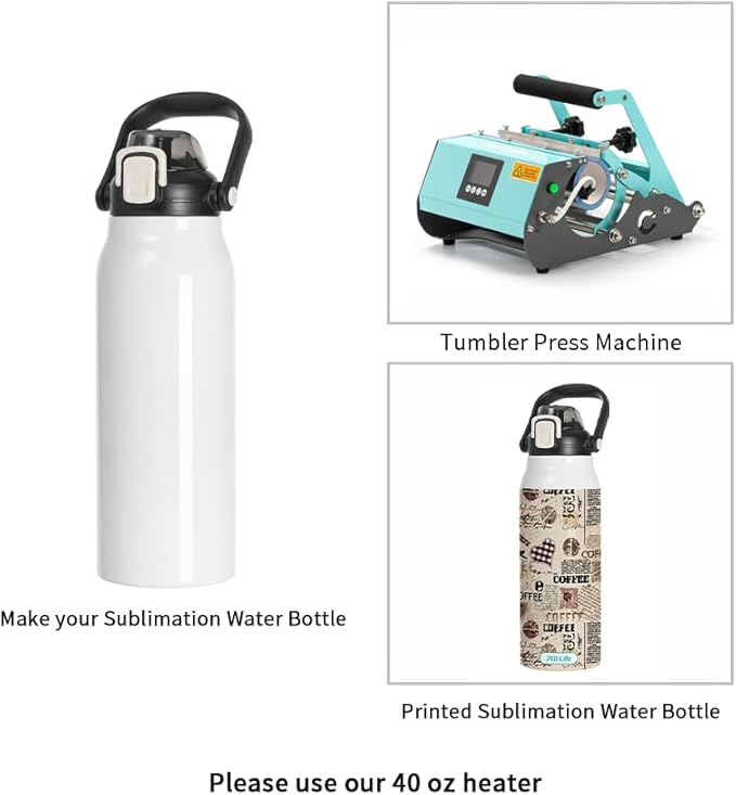 PYD Life Sublimation Water Bottles Vacuum Flasks 57 OZ White with Portable Sippy Up Lid and Straw Large Stainless Steel Travel Tumblers Cups Mugs for Tumbler Heat Press 2 Pack