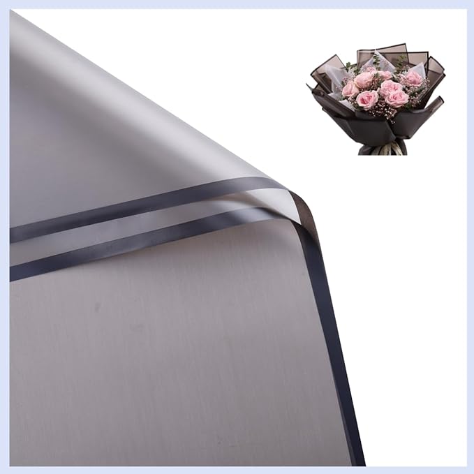 fondleadmiringly Flower Wrapping Paper, Flower Shop Paper, Waterproof Wrapping Paper, semi Transparent Wrapping Paper (1-black) 20 sheets