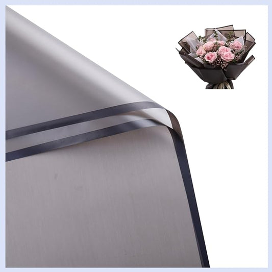 fondleadmiringly Flower Wrapping Paper, Flower Shop Paper, Waterproof Wrapping Paper, semi Transparent Wrapping Paper (1-black) 20 sheets