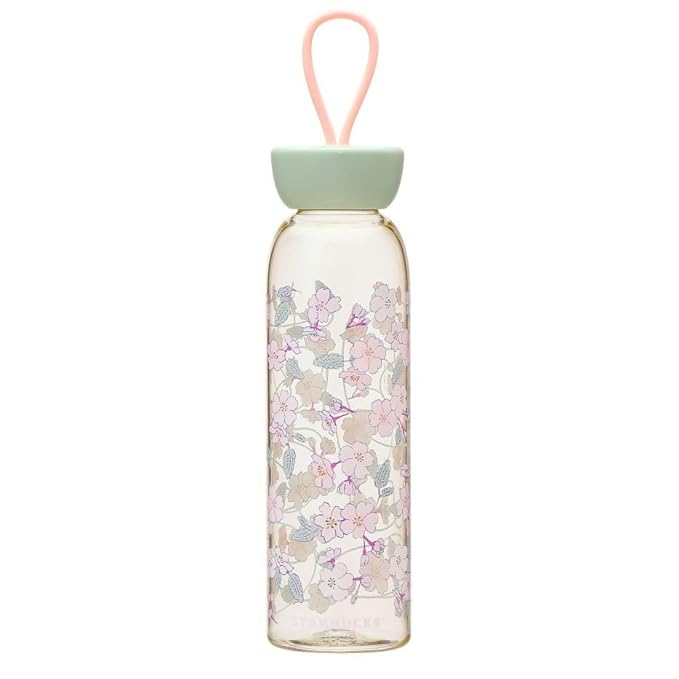 Starbucks JAPAN SAKURA2024 Silicone Strap Bottle, 18.9 fl oz (532 ml), pink