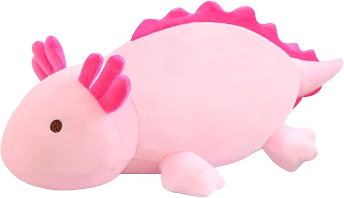 SQEQE Weighted Axolotl Plush Toy, Pink Axolotl Stuffed Animals Cute Axolotl Plush Pillow, Cute Weighted Stuffed Animals Gifts for Girls & Boys Age 3-12 (23.6" | 3.5 lbs, Pink Axolotl)