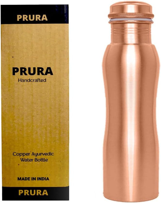 Matt Finish Copper Water Bottle - Joint Less Leak Proof Ayurvedic Drinkware Copper Vessel for Sports, Gym, Outdoors, Yoga, (Design 3)