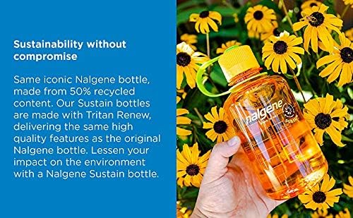 Nalgene Sustain Tritan BPA-Free Water Bottle Made with Material Derived From 50% Plastic Waste, 16 OZ, Wide Mouth (Aubergine Sustain )