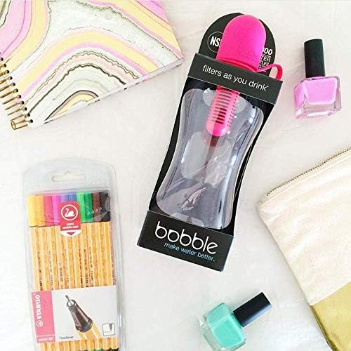 Bobble Classic Water Bottle, Filtered Water, BPA-Free Reusable Bottle, Soft Touch Carry Cap with Replaceable Carbon Filter for Sustainable Water and Hydration 18.5 oz - 2 Pack (Navy Blue)