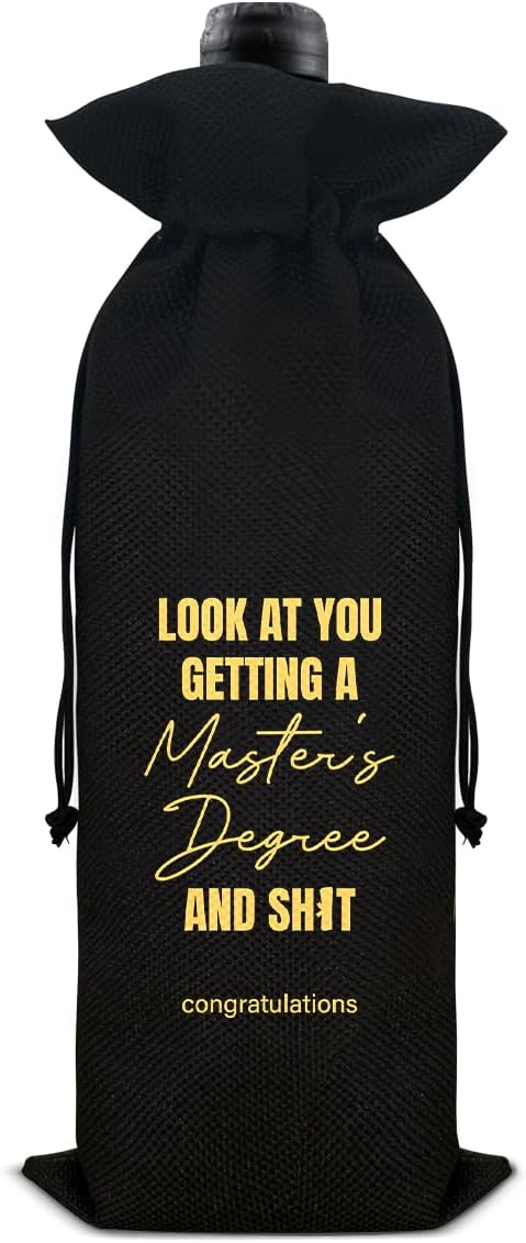 Graduation Wine Bag Funny Masters Degree Wine Gift Bag Graduation Gifts for Masters Graduates University College Grad