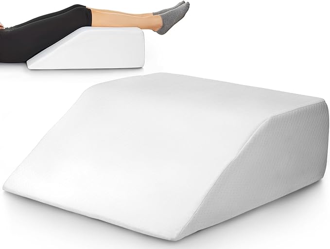 Leg Elevation Pillow for Sleeping - Wedge Pillows for After Surgery | Memory Foam Wedge Pillow for Legs | Relieves Foot and Ankle Injury, Leg, Hip, and Knee Pain, Improves Blood Circulation, 8 Inch