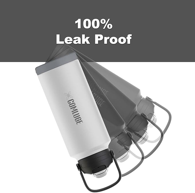 white 32 oz insulated water bottle with straw stainless steel water bottle,double wall,leak proof water bottles with 3 lids,travel,gym mens water bottle(Pearl Grey, 32oz)