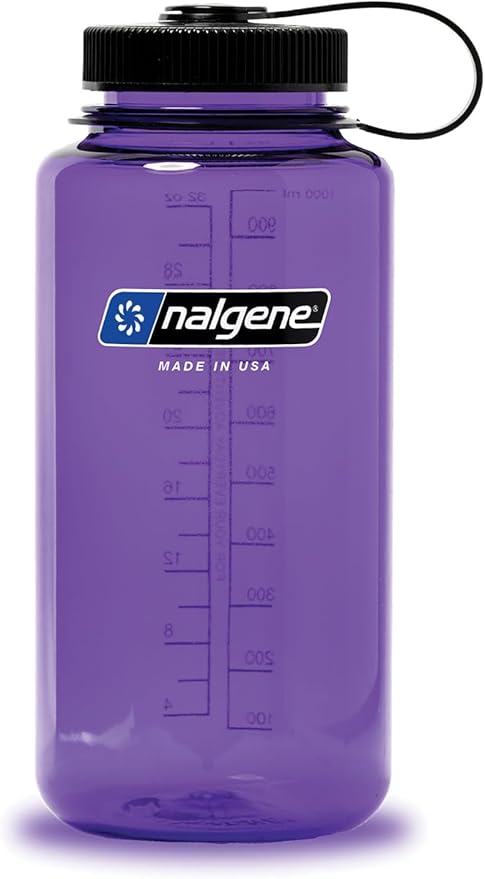 Nalgene Sustain Tritan BPA-Free Water Bottle Made with Material Derived from 50% Plastic Waste, 32 OZ, Wide Mouth, Purple