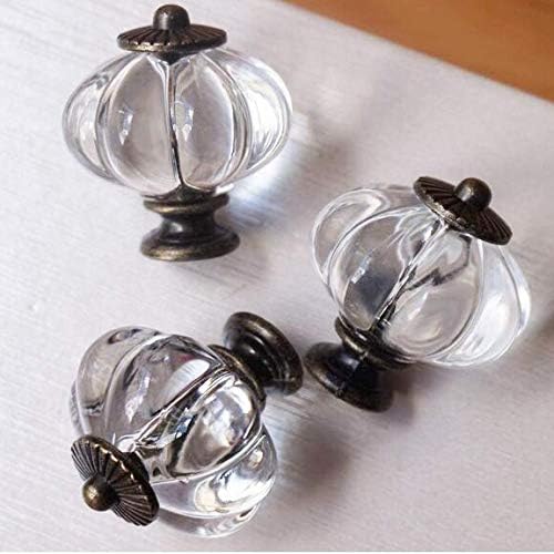 Set of 12 Antique Acrylic Pumpkin Knobs, Handles Pulls for Cabinets, Cupboard Dresser, Drawers, Kitchen Furniture or Kids Room(Crystal)