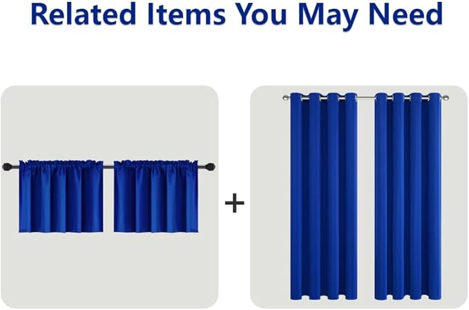 Mrs.Naturall Royal Blue Curtains for Toddler Boys Bedroom Blackout Gamer Curtains for Boys Room 2 Panel Sets,63 Inch Length