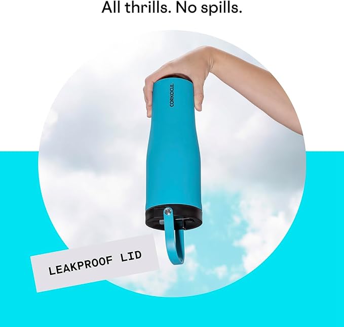 Corkcicle Go Cup XL Insulated Tumbler with Lid and Straw, Capri Blue, 30 oz – Reusable Water Bottle Keeps Beverages Cold for 12hrs – Cupholder Friendly Tumbler, Leak-Proof Design