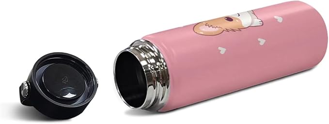 Corgi Insulated Water Bottle 20 oz Cute Dog Stainless Steel Sports Metal Water Flask Water Cup Mug Reusable Water Bottle Jug for Daily Use, Travel, School Kawaii Puppy Pink