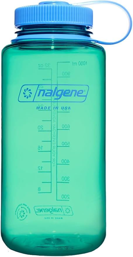 Nalgene Water Bottle - Lightweight Sustain Tritan BPA-Free Shatterproof Bottle for Backpacking, Hiking, Gym, 32 OZ, Wide Mouth, Pastel Green