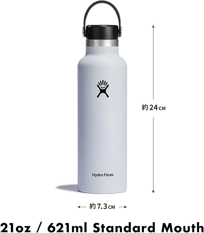 Hydro Flask Stainless Steel Standard Mouth Water Bottle with Flex Cap and Double-Wall Vacuum Insulation
