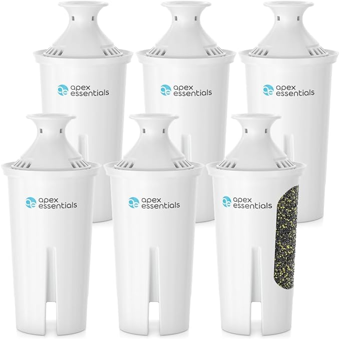 NSF Certified Pitcher Compatible with Brita® Classic 35557, OB03, Mavea® 107007, Grand, Lake, Capri, Wave and More. Pitchers and Dispensers, 6 Pack