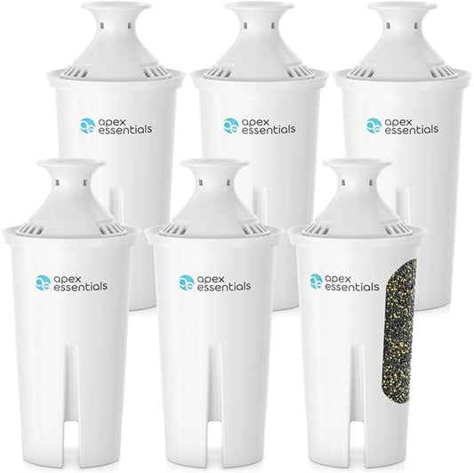 NSF Certified Pitcher Compatible with Brita® Classic 35557, OB03, Mavea® 107007, Grand, Lake, Capri, Wave and More. Pitchers and Dispensers, 6 Pack