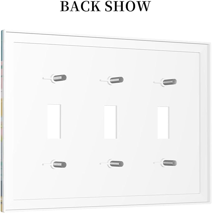 Mid Century Modern Atomic Cute Cats 3 Gang Light Switch Covers Triple Toggle Wall Plate Decorative Switchplate Electrical Faceplate for Kidroom Nursery Bedroom Decor