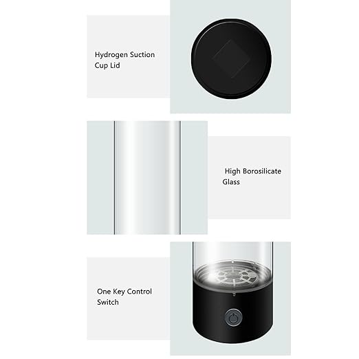 Hydrogen Water Generator, 410ml Rechargeable Portable Hydrogen Rich Water Bottle, Hydrogen Ions Maker Machine 1200‑1400ppb with Nasal Hose, Reducing Oxidative Stress