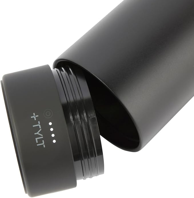 TYLT Power Bottle 2.0, All-In-One 24 oz Stainless Steel Wide Mouth Water Bottle & Removable 5700 MAH Portable Power Bank, Dishwasher Safe, Cup Holder Compatible, Lanyard Handle, Black