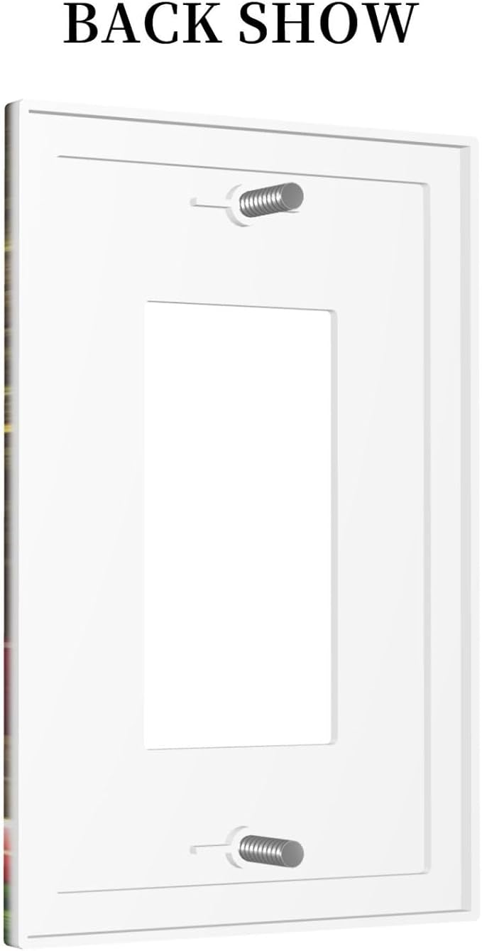 Red Mushroom Forest Fairy Moon Butterfly 1 Gang Rocker Bohemian Light Switch Covers Decorative Single Decora Outlet Wall Plate Faceplate Switchplate GFCI for Kidroom Nursery Decor