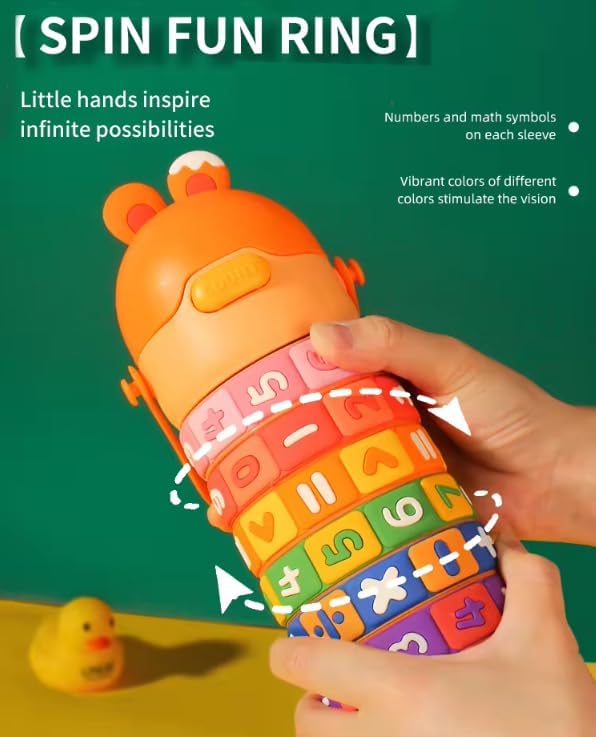 Numbers and Maths Symbols Design Kids' Water Bottle with Straw for School or Travel; 15oz (430ml) Stainless Steel water Bottle; Portable Handle with Detachable Buckle (Blue), CZMX-30031