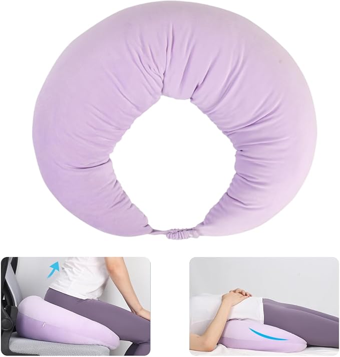 BBL Pillow After Surgery, BBL Pillow for Sitting Sleeping Driving, Hemorrhoid Pillow Seat Support Cushio for Butt with Hole, Butt Donut Pillow for Woman,Lavender