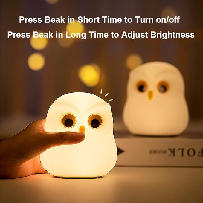 Cute Owl Kids Night Light, Birthday Gifts Room Decor Bedroom Decorations for Baby Child, LED Color Changing Soft Silicone Lamp, Gift Box