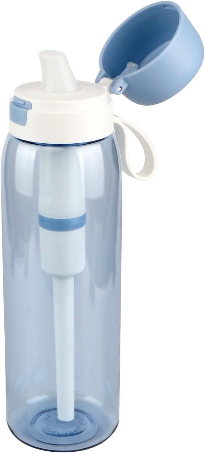 CoolWAY Filter Water Bottle with Ahlstrom Nanofiber Filter,BPA-Free Tritan Plastic,Portable Water Bottle for Camping,Hiking, Backpacking,Travel, Adventure and Emergency,Replaceable Filter (26OZ,BLUE)
